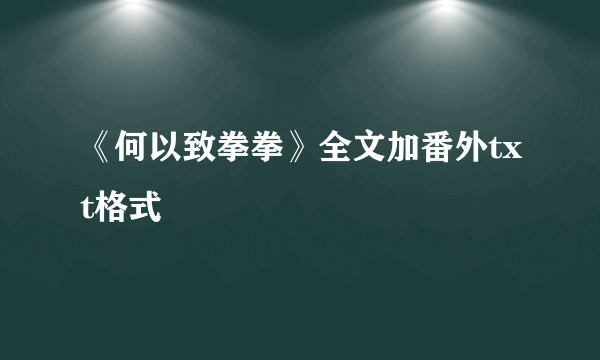 《何以致拳拳》全文加番外txt格式