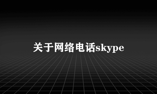 关于网络电话skype