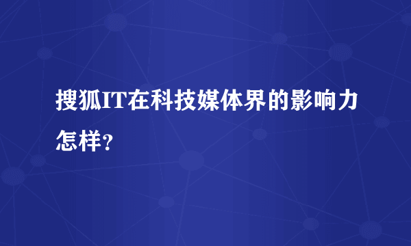 搜狐IT在科技媒体界的影响力怎样？