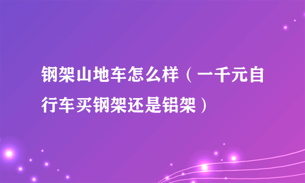 钢架山地车怎么样（一千元自行车买钢架还是铝架）