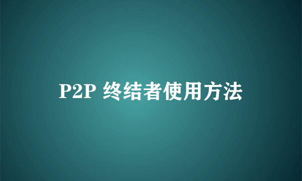 P2P 终结者使用方法