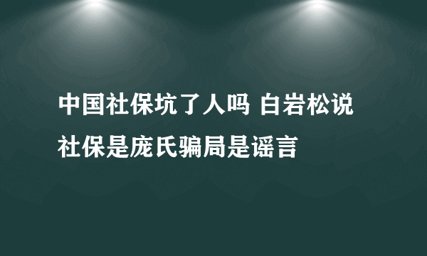 中国社保坑了人吗 白岩松说社保是庞氏骗局是谣言