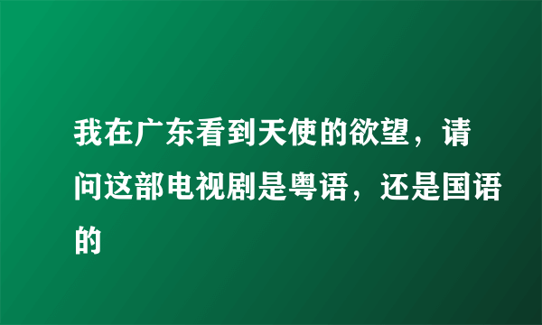 我在广东看到天使的欲望，请问这部电视剧是粤语，还是国语的