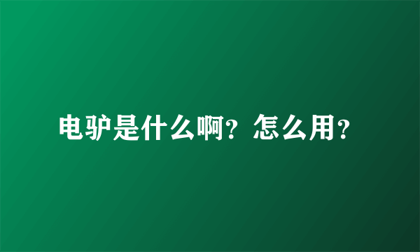 电驴是什么啊？怎么用？