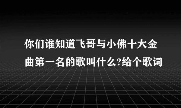 你们谁知道飞哥与小佛十大金曲第一名的歌叫什么?给个歌词