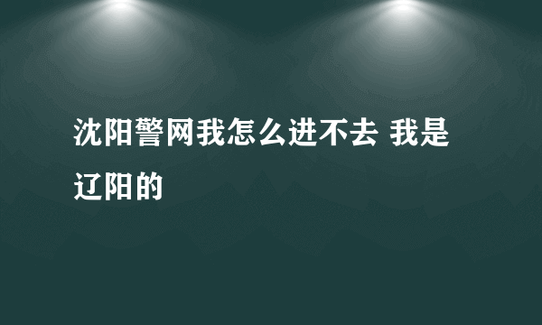 沈阳警网我怎么进不去 我是辽阳的