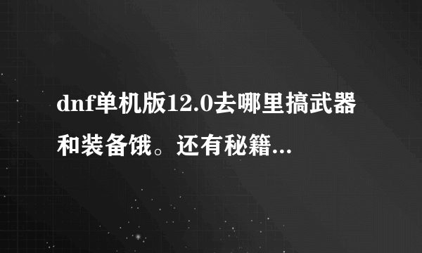 dnf单机版12.0去哪里搞武器和装备饿。还有秘籍只能调一次吗？