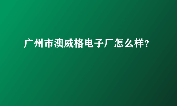 广州市澳威格电子厂怎么样？