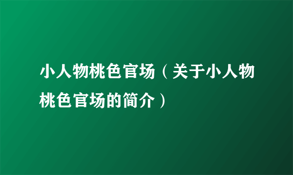 小人物桃色官场（关于小人物桃色官场的简介）