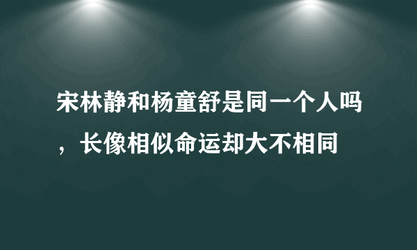 宋林静和杨童舒是同一个人吗，长像相似命运却大不相同