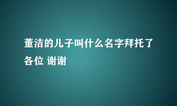 董洁的儿子叫什么名字拜托了各位 谢谢