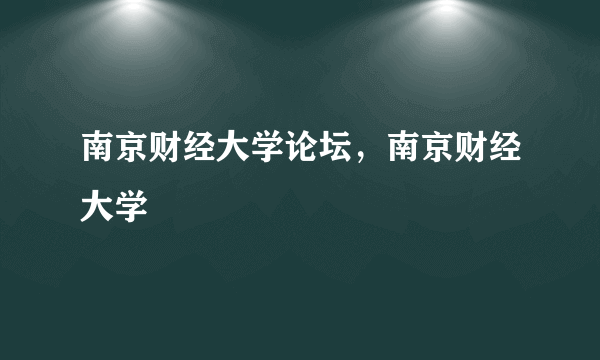 南京财经大学论坛，南京财经大学