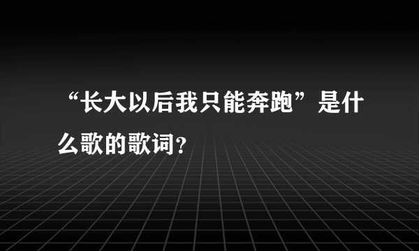 “长大以后我只能奔跑”是什么歌的歌词？