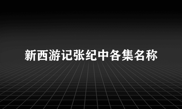 新西游记张纪中各集名称