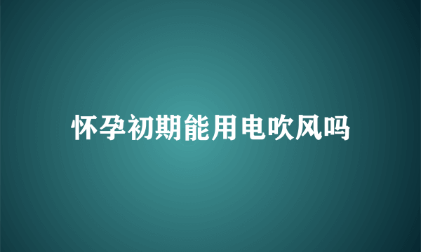 怀孕初期能用电吹风吗