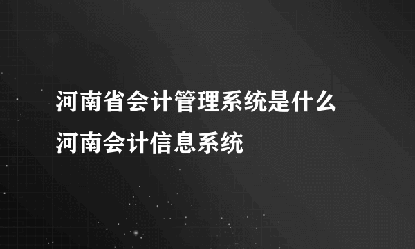 河南省会计管理系统是什么 河南会计信息系统