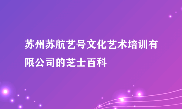 苏州苏航艺号文化艺术培训有限公司的芝士百科