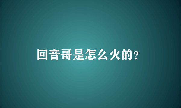 回音哥是怎么火的？