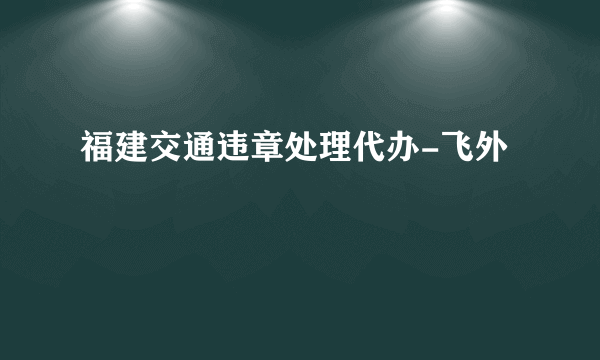 福建交通违章处理代办-飞外