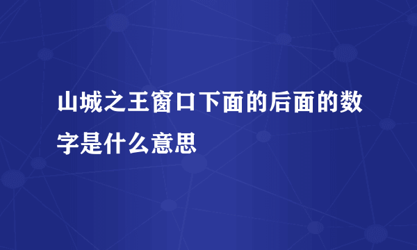 山城之王窗口下面的后面的数字是什么意思