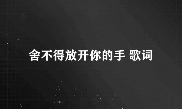 舍不得放开你的手 歌词