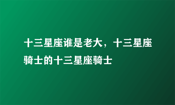 十三星座谁是老大，十三星座骑士的十三星座骑士