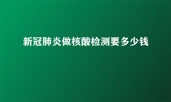 新冠肺炎做核酸检测要多少钱