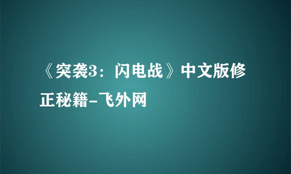 《突袭3：闪电战》中文版修正秘籍-飞外网