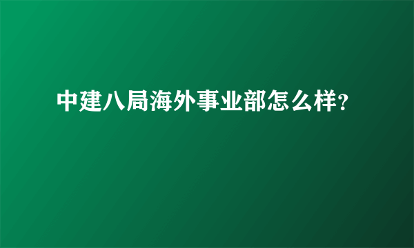 中建八局海外事业部怎么样？