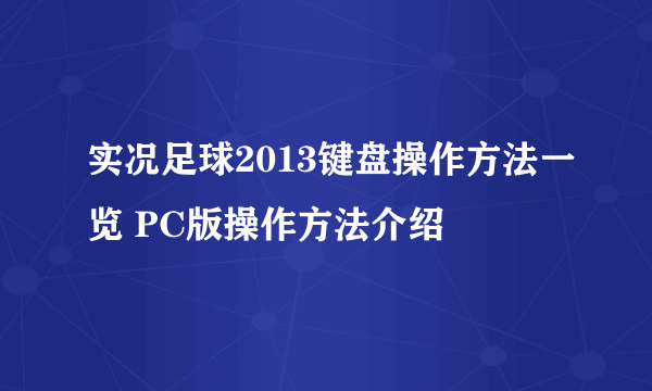 实况足球2013键盘操作方法一览 PC版操作方法介绍