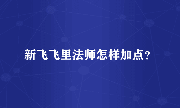 新飞飞里法师怎样加点？