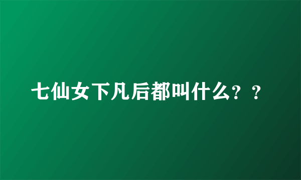 七仙女下凡后都叫什么？？