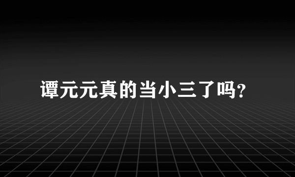 谭元元真的当小三了吗？