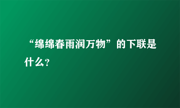 “绵绵春雨润万物”的下联是什么？