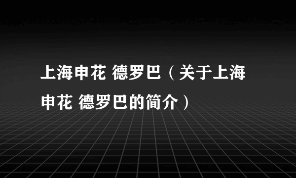 上海申花 德罗巴（关于上海申花 德罗巴的简介）