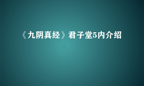 《九阴真经》君子堂5内介绍