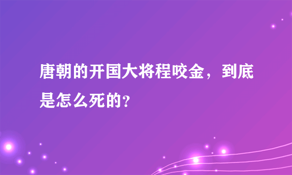 唐朝的开国大将程咬金，到底是怎么死的？