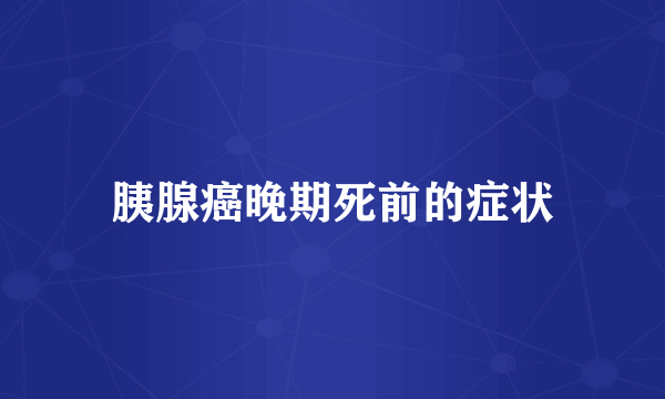 胰腺癌晚期死前的症状