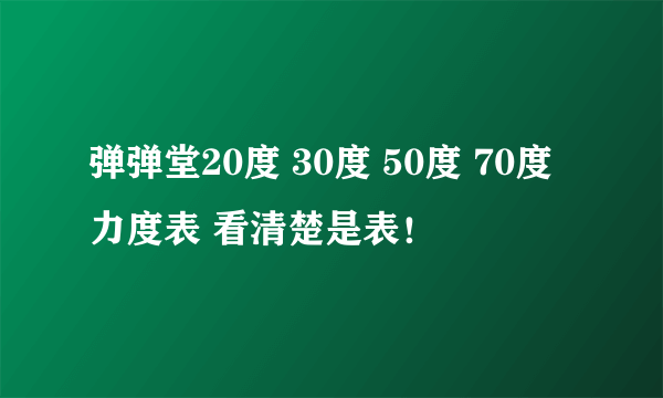 弹弹堂20度 30度 50度 70度力度表 看清楚是表！