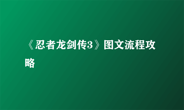 《忍者龙剑传3》图文流程攻略