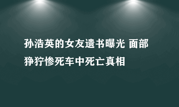 孙浩英的女友遗书曝光 面部狰狞惨死车中死亡真相