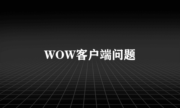 WOW客户端问题