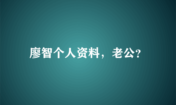 廖智个人资料，老公？