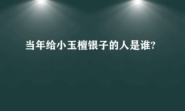 当年给小玉檀银子的人是谁?