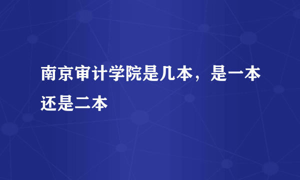 南京审计学院是几本，是一本还是二本