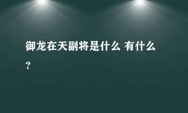 御龙在天副将是什么 有什么？