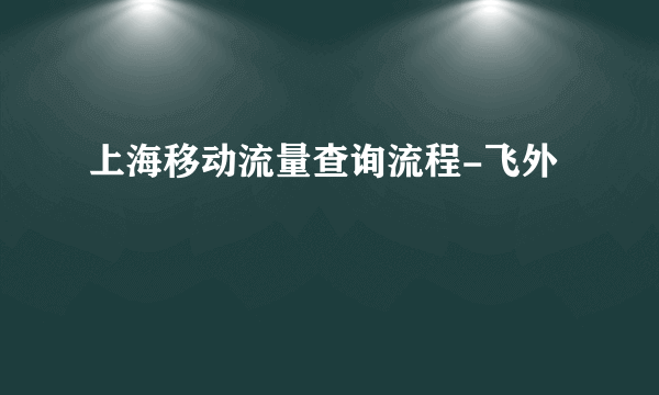 上海移动流量查询流程-飞外