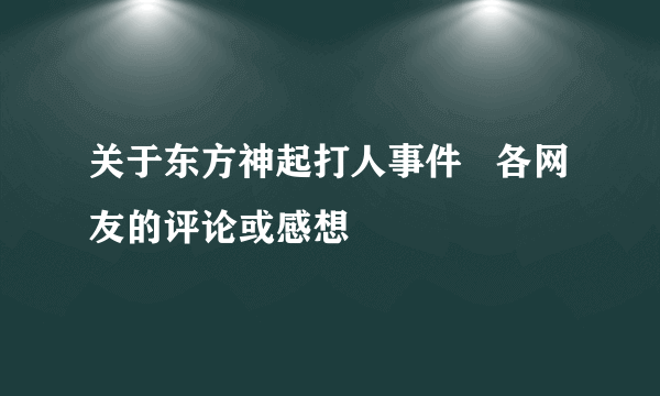 关于东方神起打人事件   各网友的评论或感想