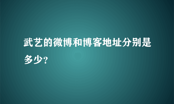 武艺的微博和博客地址分别是多少？