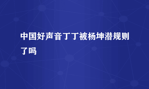 中国好声音丁丁被杨坤潜规则了吗